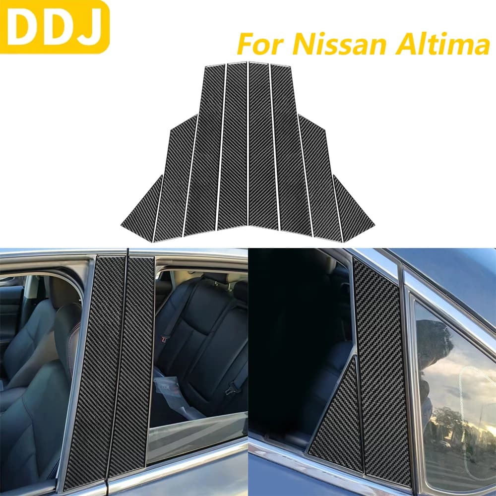 For Nissan Altima 2013-2018 Real Carbon Fiber External Door B-pilar Decorative Cover Panel Auto Accessories Decoration Wall decal