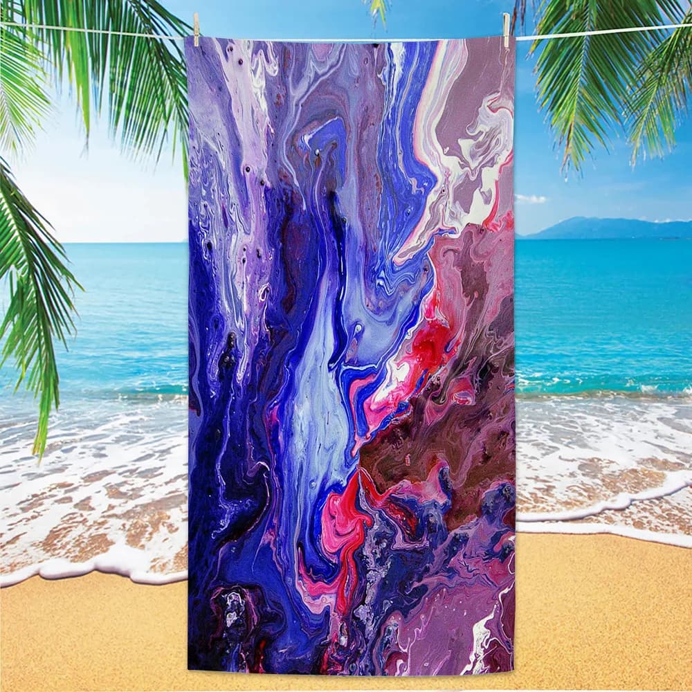 Asciugamano da spiaggia con motivo astratto a spirale di marmo, asciugamano colorato sfumato per l'estate, la spiaggia, la piscina, i viaggi e il campeggio