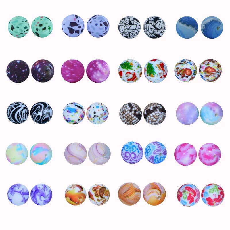 50 pz 15mm nuovissimo serpente bagliore bastone modello perline in Silicone per uso alimentare fai da te fare braccialetto portachiavi accessori portachiavi