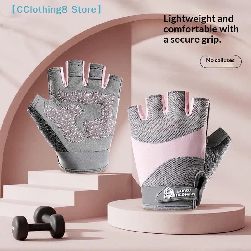 1Pair Gym Gloves Fitness Weight Lifting Body Building Training Sports Gloves Workout Half Finger Hand Protector 【AliS8】