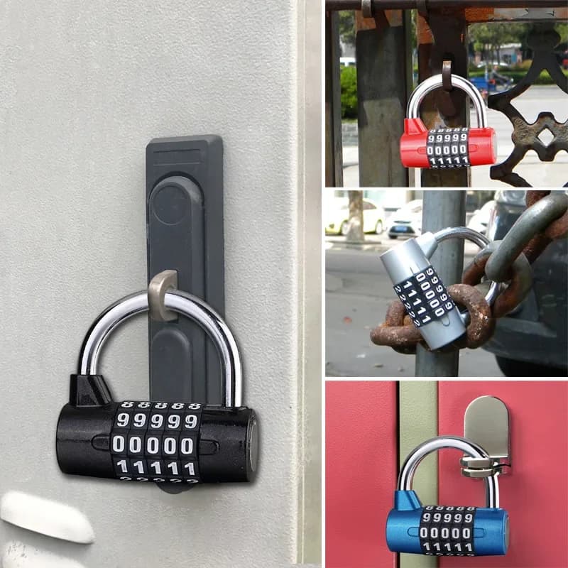 5 Password digitale Lucchetto a combinazione in lega di zinco Lampadina per serratura antifurto per numero civico Codice palestra bici Catene di chiusura Bullone