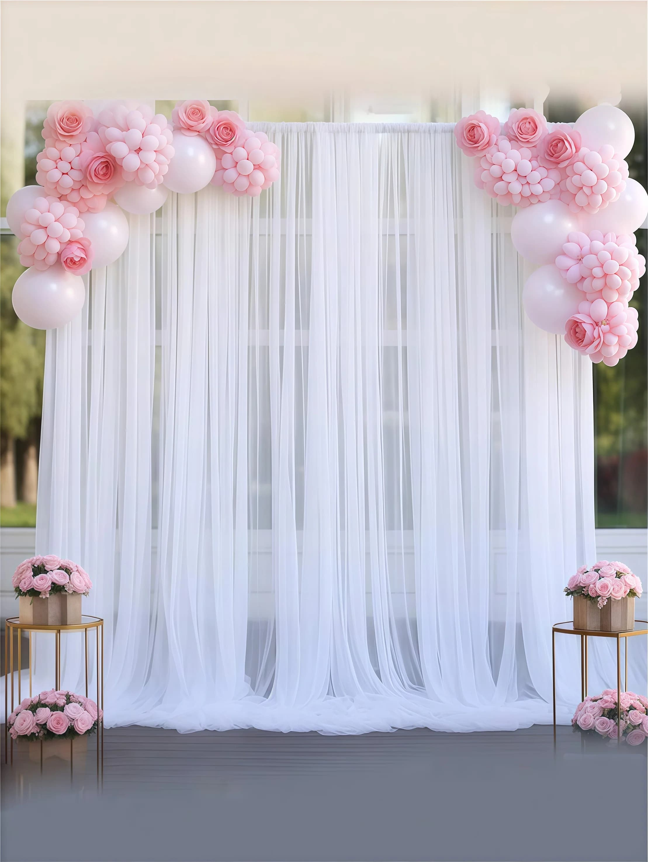 2 pezzi/set tende da sfondo in tulle da 1,6x3 m, decorazioni per matrimoni, fidanzamenti, feste di compleanno, baby shower, rivelazione del genere
