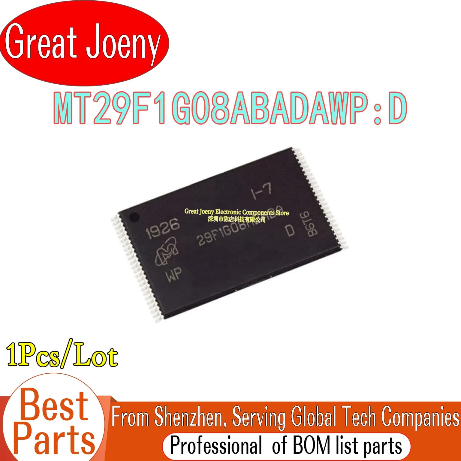 100% nuovo originale 29F1G08ABADA MT29F1G08ABADAWP:D 128MB NAND FLASH IC Chipset TSOP-48