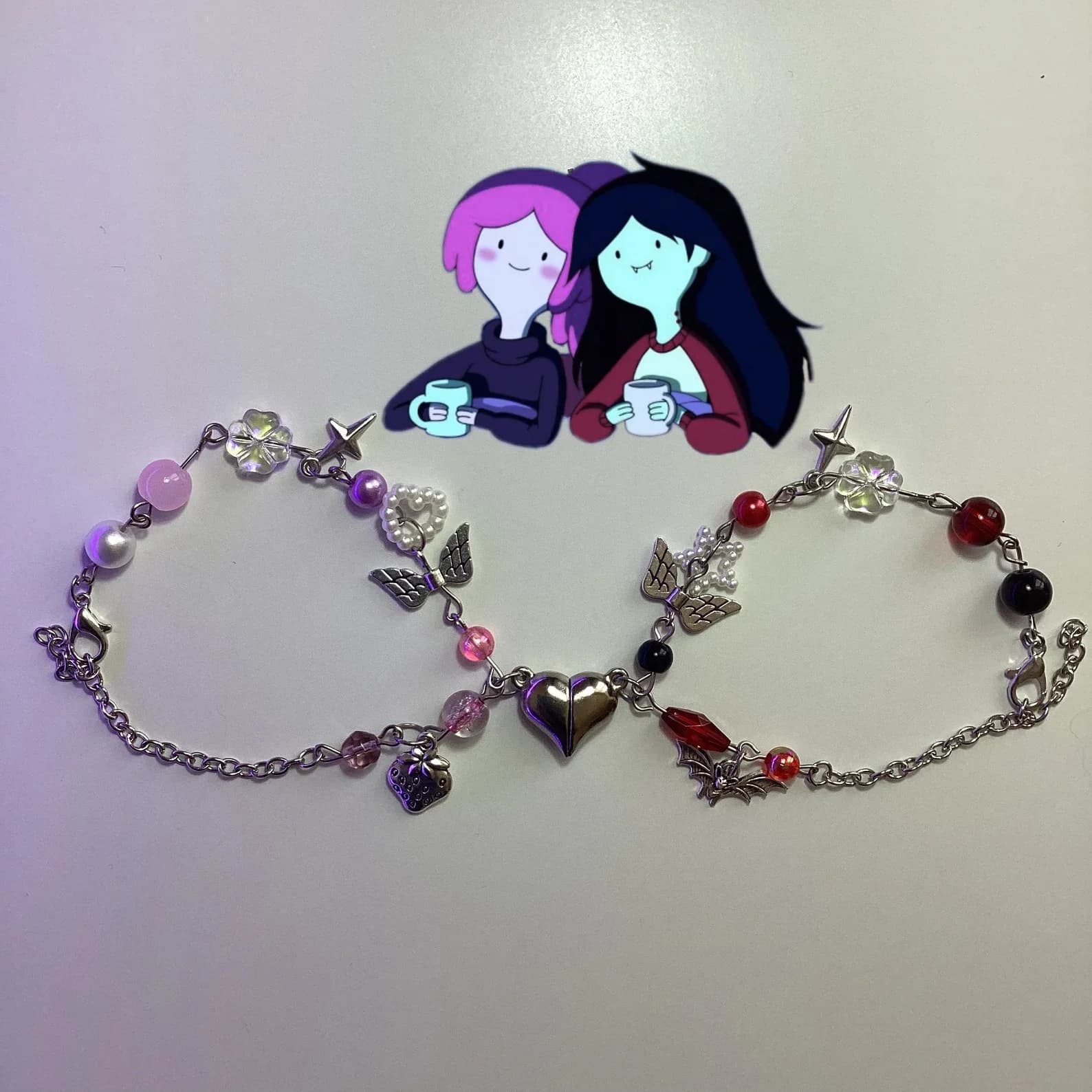 Princess Bubblegum and Marceline Couple Magnetic Bracelet, Gifts for Her, Gifts for Him, Handmade