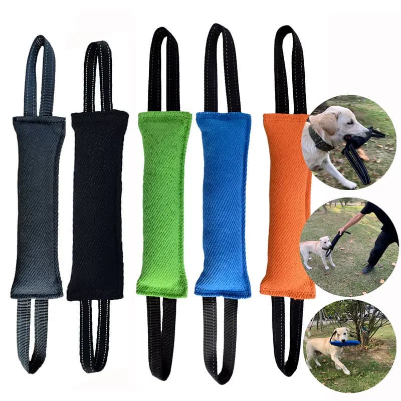 Pet Dog Leash Toy Tough Jute Bite Pillow Training Equipment Bite Stick with Two Handles Pet Dogs Grinds Teeth Trains and Plays