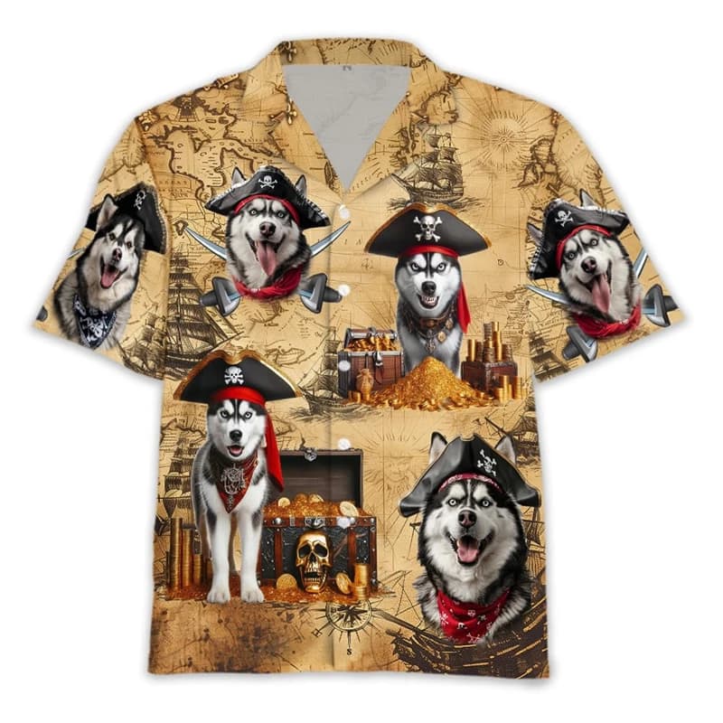 Divertente Marauding Pirata Dog Design Camicie con stampa 3D per uomo Vestiti Carino Doberman Rottweiler Camicia da spiaggia Schnauzer Camicette unisex