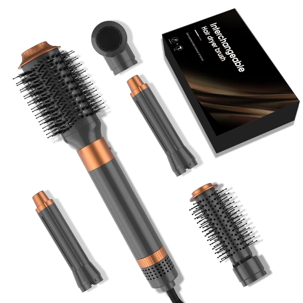 Professional hair dryer and volumizing Hot air brush all in one with smoothing facial bristles to smooth the hair