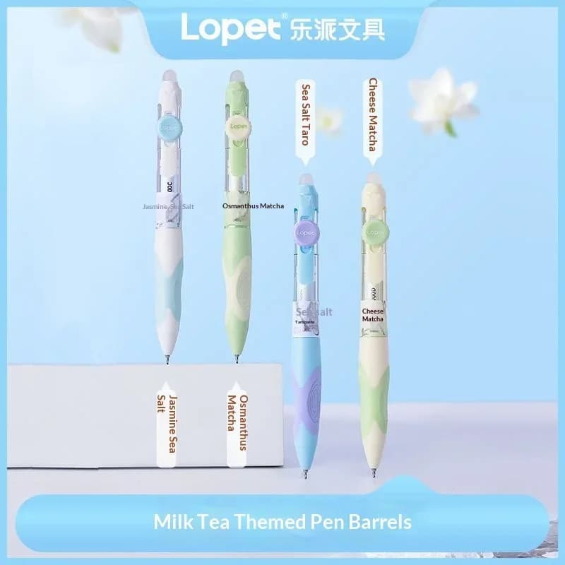 4pcs/Set ​Lopet Thermo-Erasable Gel Pen,0.5mm Black/Blue Ink Retractable Tip Aesthetic Design for School Office&Journaling Plan