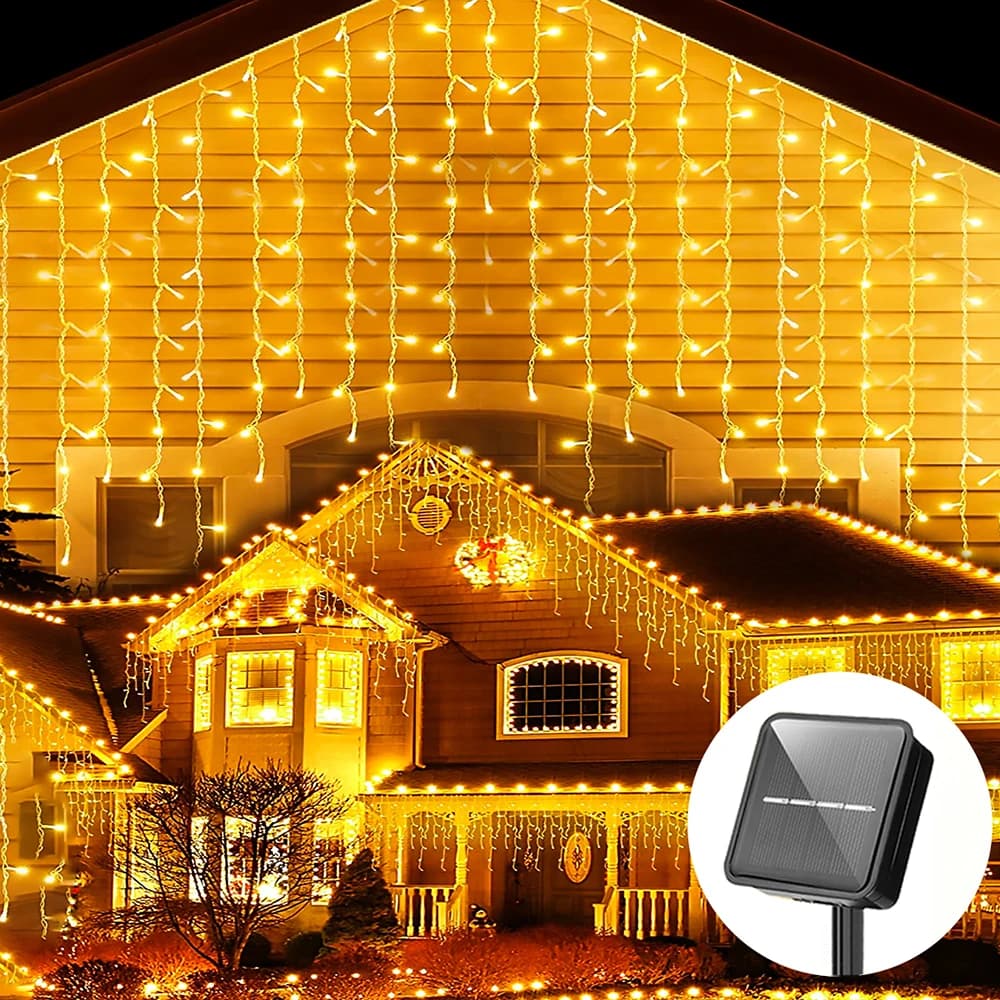 Luci della stringa del ghiacciolo solare 3.5M LED impermeabile grondaia decorazione luce tenda esterna ghiacciolo luce patio cortile giardino decorazione della festa