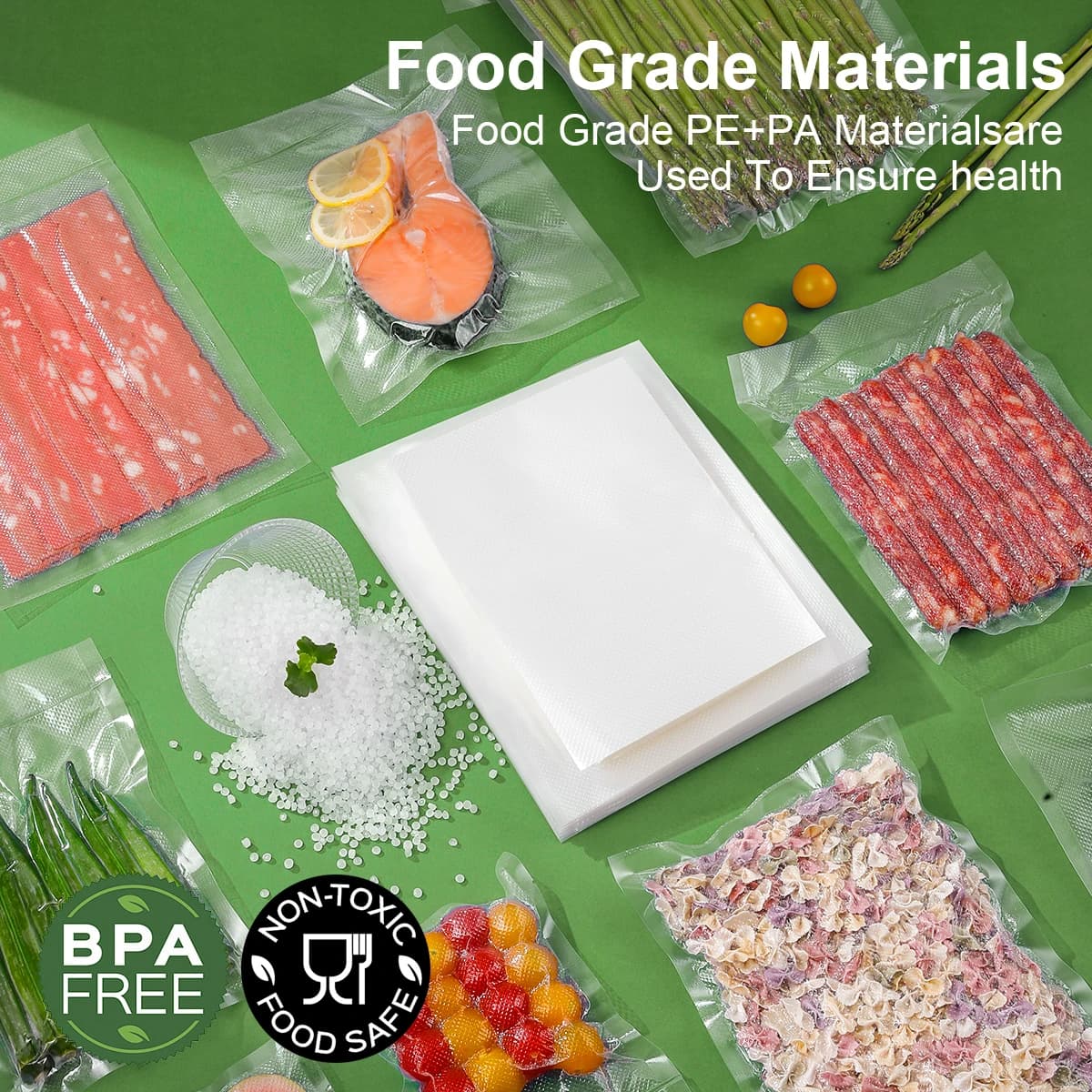 50 Pezzi/Lotto Sacchetti Sottovuoto in Plastica per Alimenti, Buste Sigillate per Conservazione, Sacchetti Riutilizzabili per Sottovuoto, Accessori da Cucina