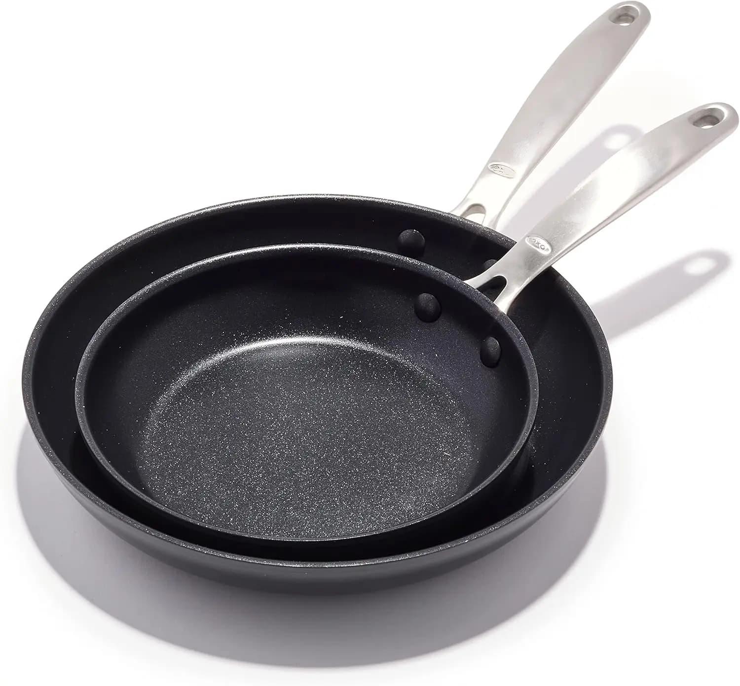 Set di padelle antiaderenti in ceramica da 8 e 10 pollici, senza PFAS, lavabili in lavastoviglie e adatte al forno, con manico in acciaio inossidabile