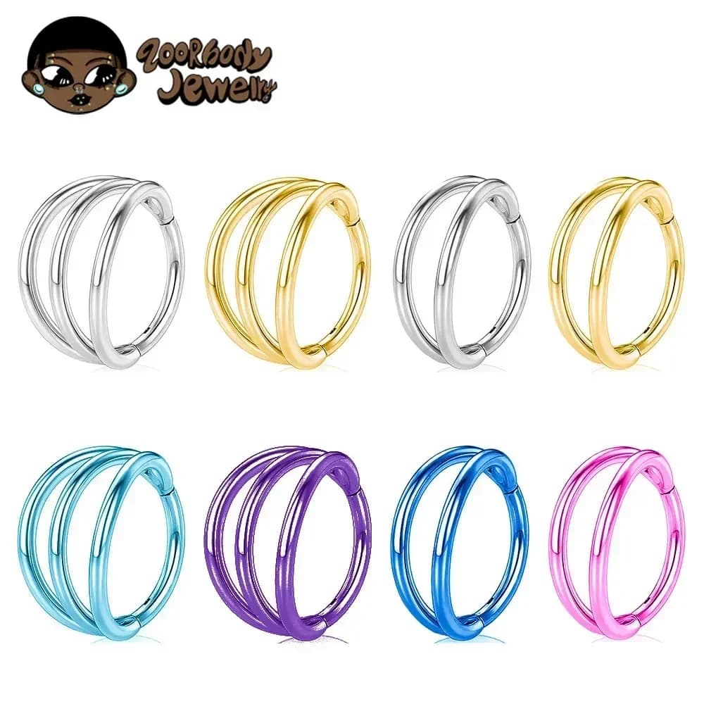 ASTM F136 Titanio 3 Strati Setto Incernierato 16G 18G Anello Al Naso Piercing Helix Cartilagine Trago Orecchini Penetranti Gioielli Per Il Corpo
