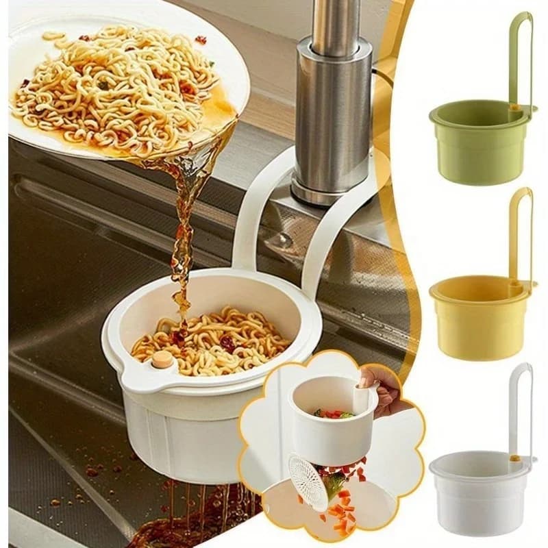 Cestello per lavello a spinta autopulente - Cestello di scarico automatico dei rifiuti alimentari con fondo rimovibile, installazione semplice