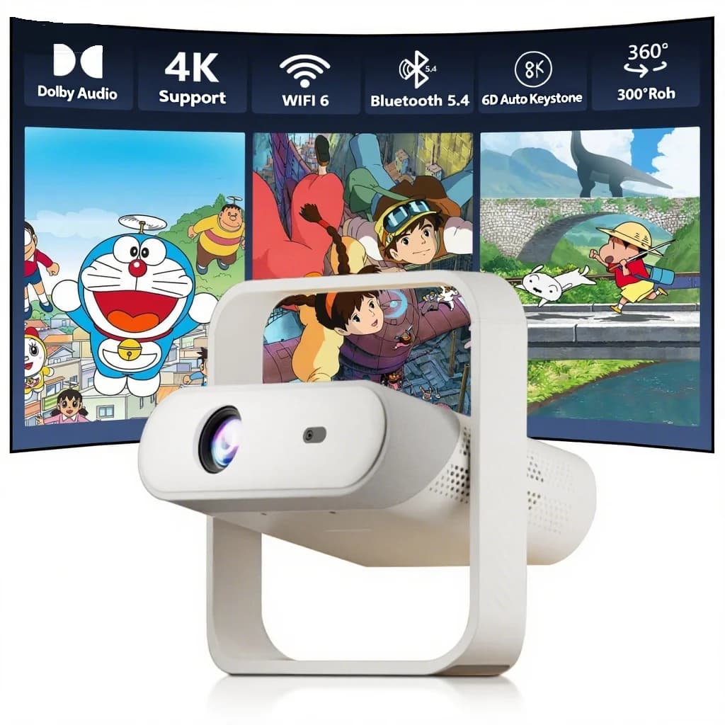 Portable Projector Salange P40 4K HD Native 1080P 500 ANSI with Audio Dolby Support for Open Cinema, New LCD Projector 2026