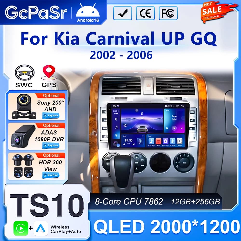 Android Wireless Carplay For Kia Carnival UP GQ 2002 2003 2004 2005 2006 Car Radio Multimedia GPS Navigation Bluetooth Head Unit