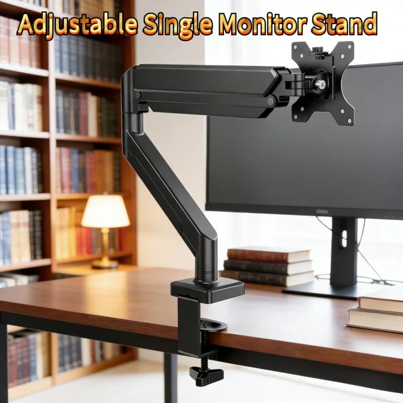 Supporto Ergonomico Regolabile per Monitor Singolo, per Casa e Ufficio, Supporto Universale per Schermo con Movimento Completo, Rotazione e Inclinazione