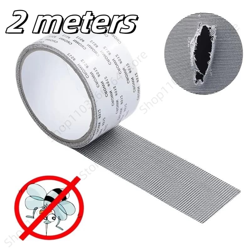 Nastro Adesivo per Riparazione Zanzariere 2mx5cm, Impermeabile, Anti-Insetti, per Riparare Fori e Strappi su Porte e Finestre