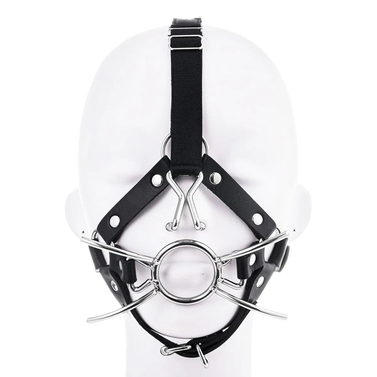 Maschere VaHppy imbracatura bavaglio ganci per naso SM BDSM Bondage Cat Whisker Style coppia giochi del sesso giocattoli Cosplay acciaio inossidabile + pelle