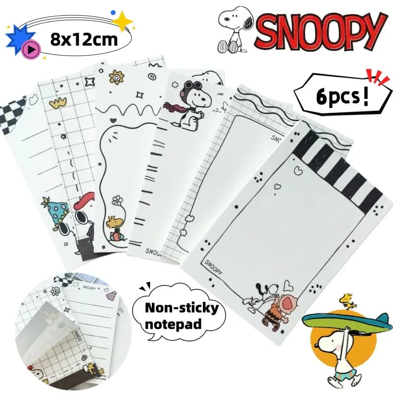 Quaderno Adesivo Snoopy, Anime, Cartone Animato Carino, Diario Kawaii, Quaderno Portatile per Studenti, Cancelleria, Premio all'Ingrosso