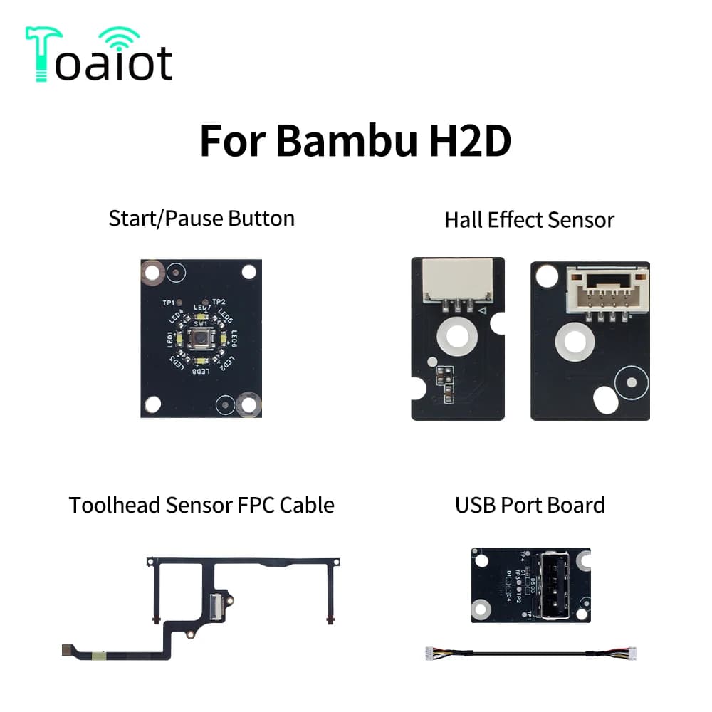 Toaiot Pulsante di avvio/pausa Sensore ad effetto Hall Sensore testa strumento Cavo FPC Scheda porta USB per Bambu Lab H2D