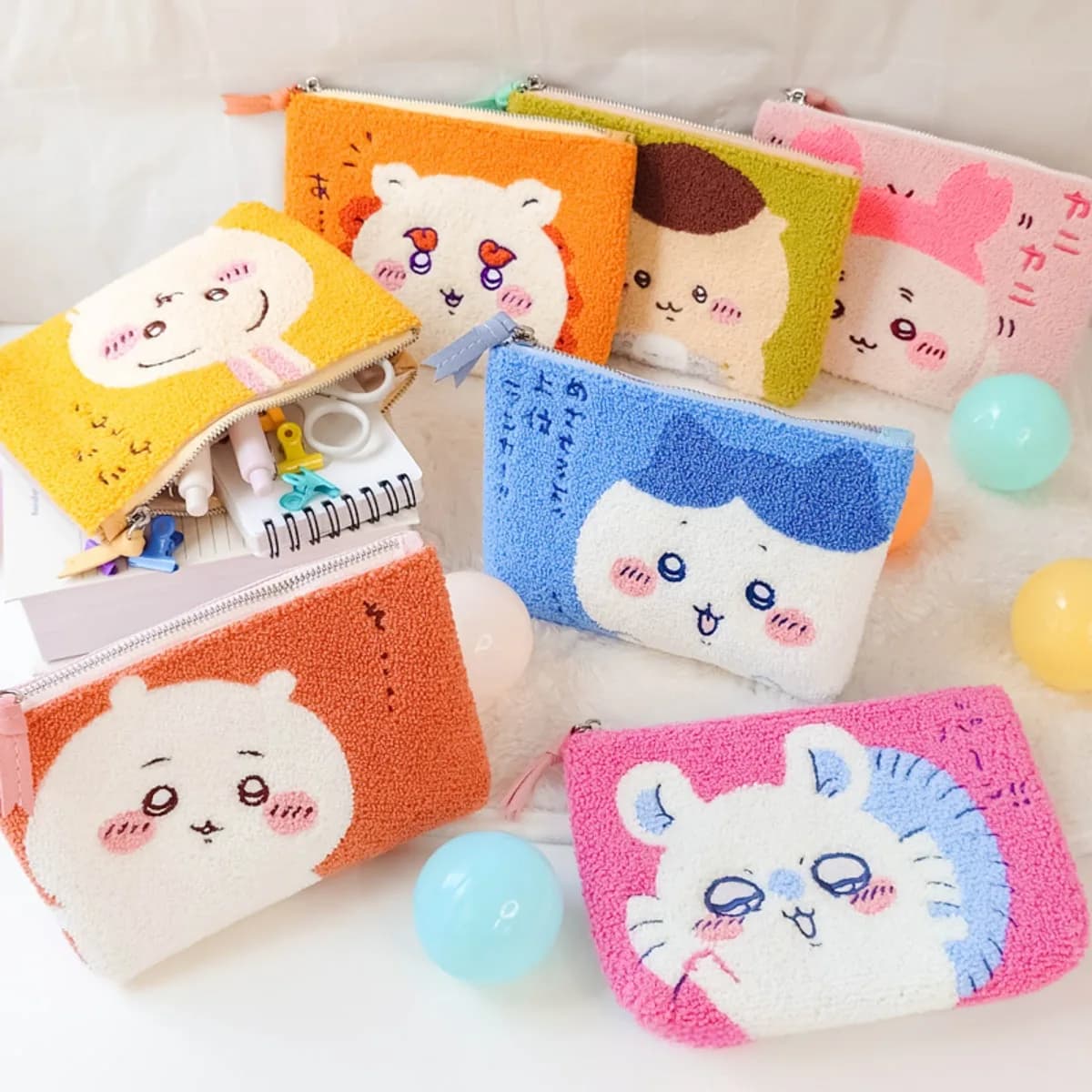 Chiikawa anime borsa portaoggetti per trucco periferico cartone animato carino Usagi ricamo stile studente astuccio per cancelleria