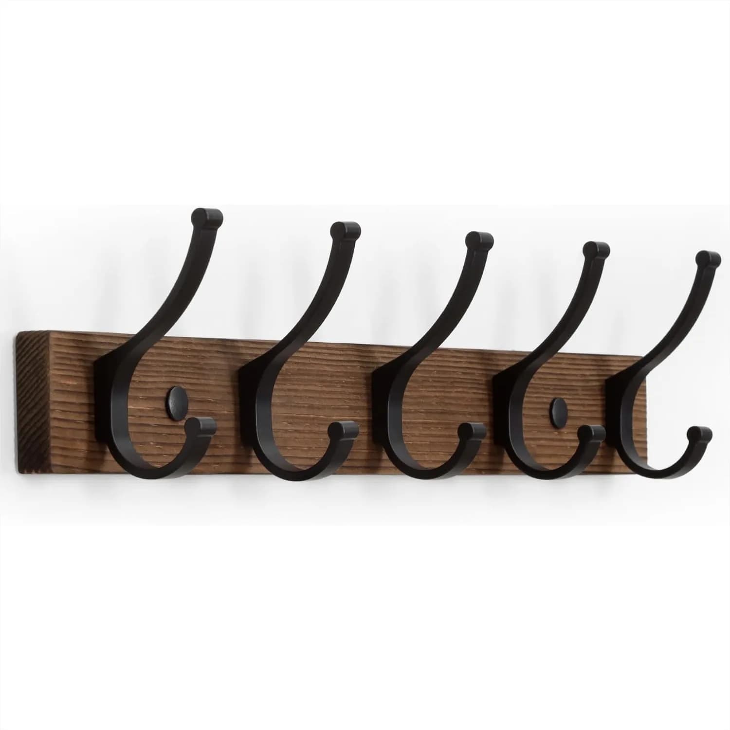 Wood Coat Rack Wall Mount with 5 Hooks for Hanging Coats, Hats, Towels, and Bags in Entryway, Bathroom, or Hallway