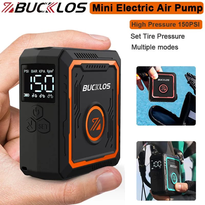 BUCKLOS Mini Pompa per Bici Portatile 3-150PSI per Gonfiatore d'Aria per Bicicletta Valvola Presta Schrader Accessori per Ciclismo MTB all'aperto