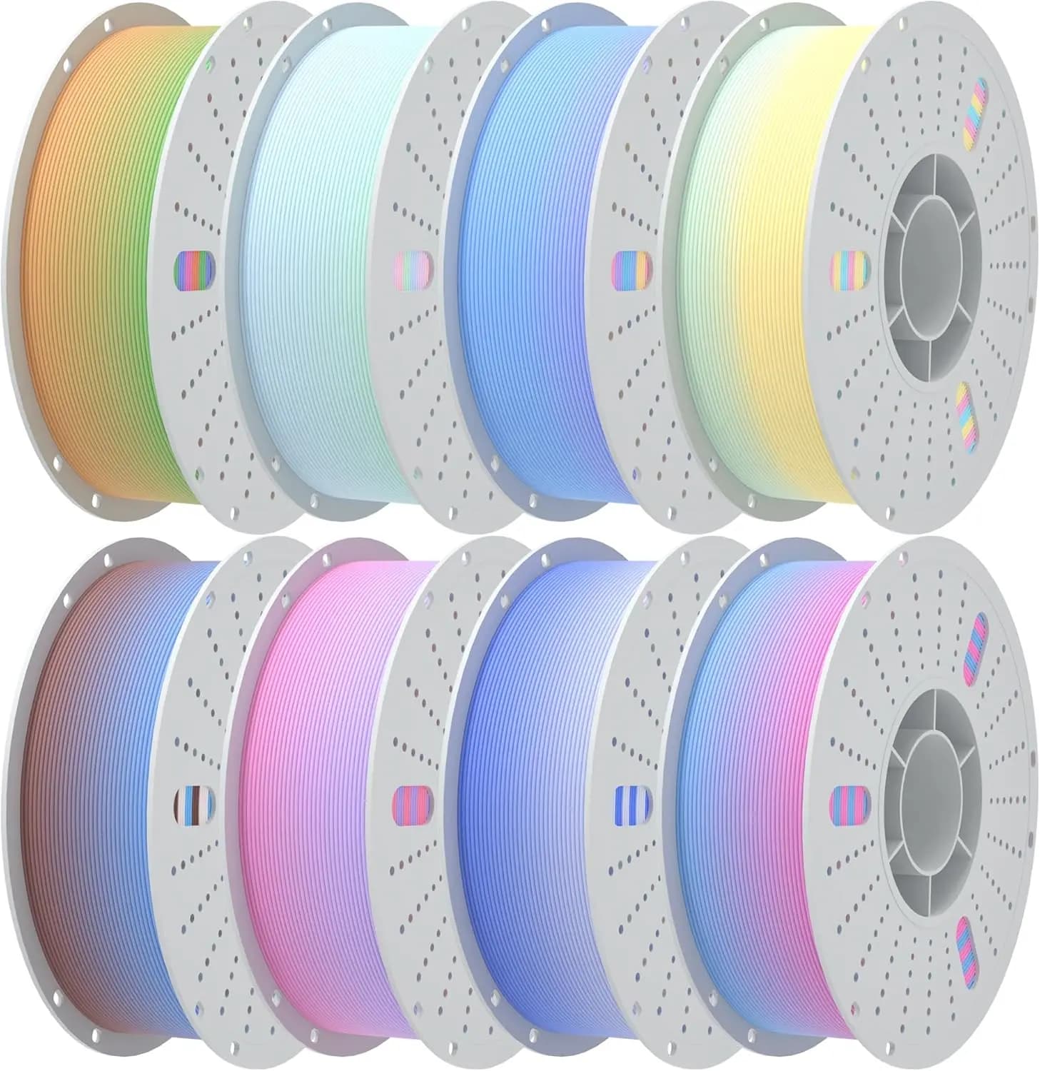 Filament PLA Opaco Rainbow for 3D Printer 1.75mm, Multicolor Grade for Fluid Printing, Precision +/-0.02mm