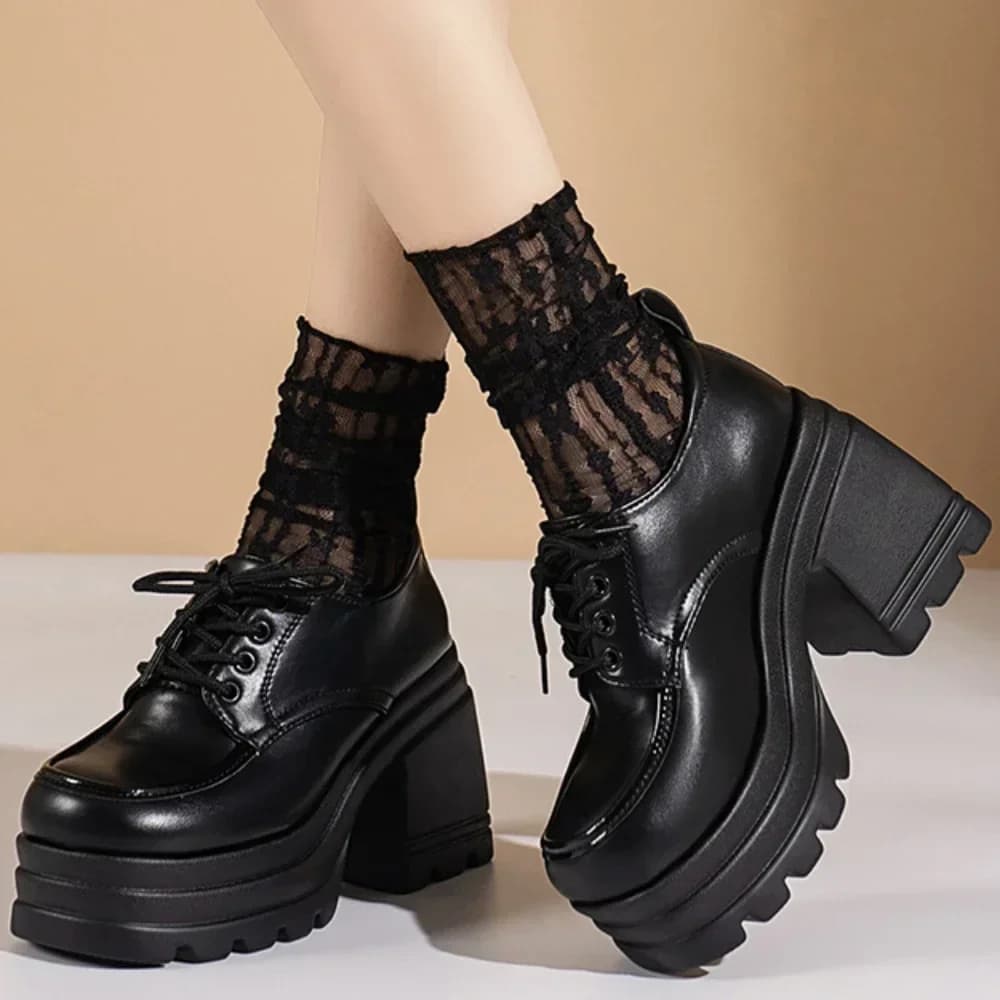 Women's Lolita Shoes Mary Jane Mocassini New Fashion Stringed Students for Girls JK Uniform Footwear with Platform with Super High Heel