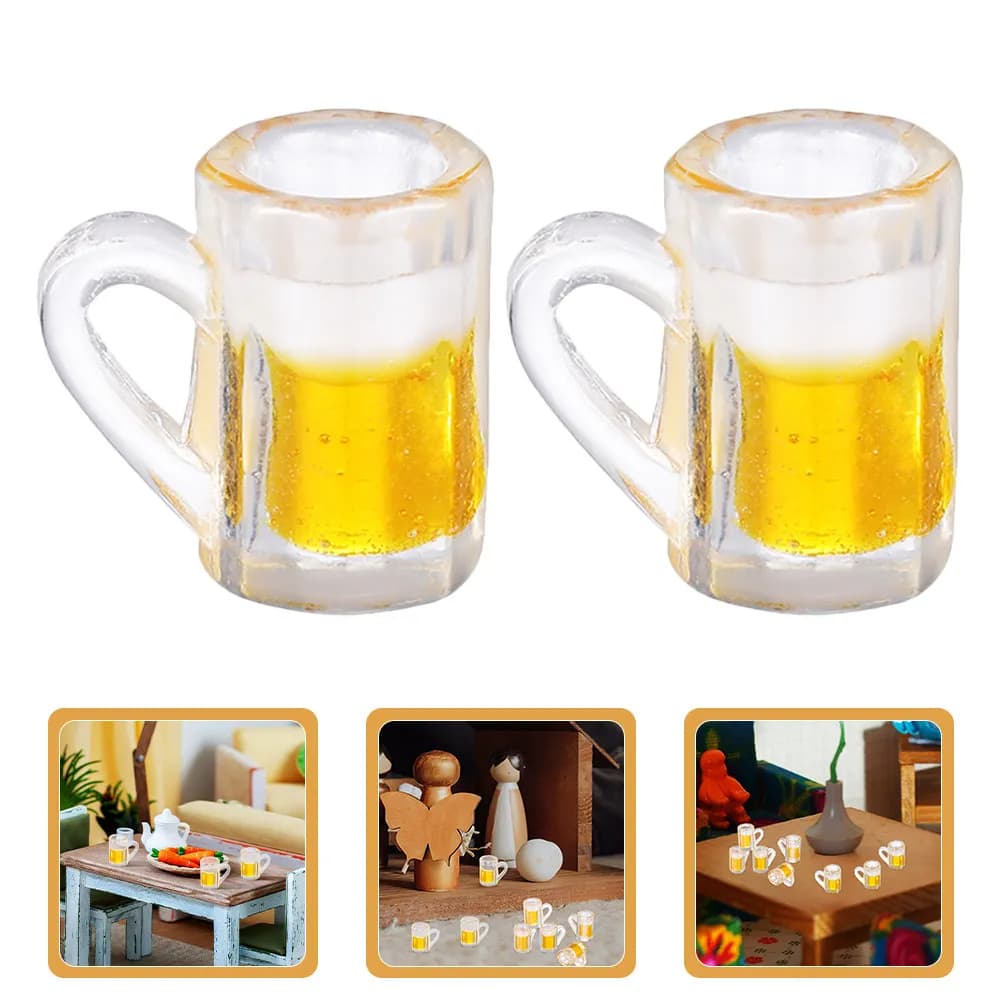 24 Pezzi Miniature di Bicchieri da Birra in Resina per Casa delle Bambole, Mini Tazze, Ornamenti di Bicchieri da Birra in Miniatura, Micro Paesaggio, Gioco di Ruolo
