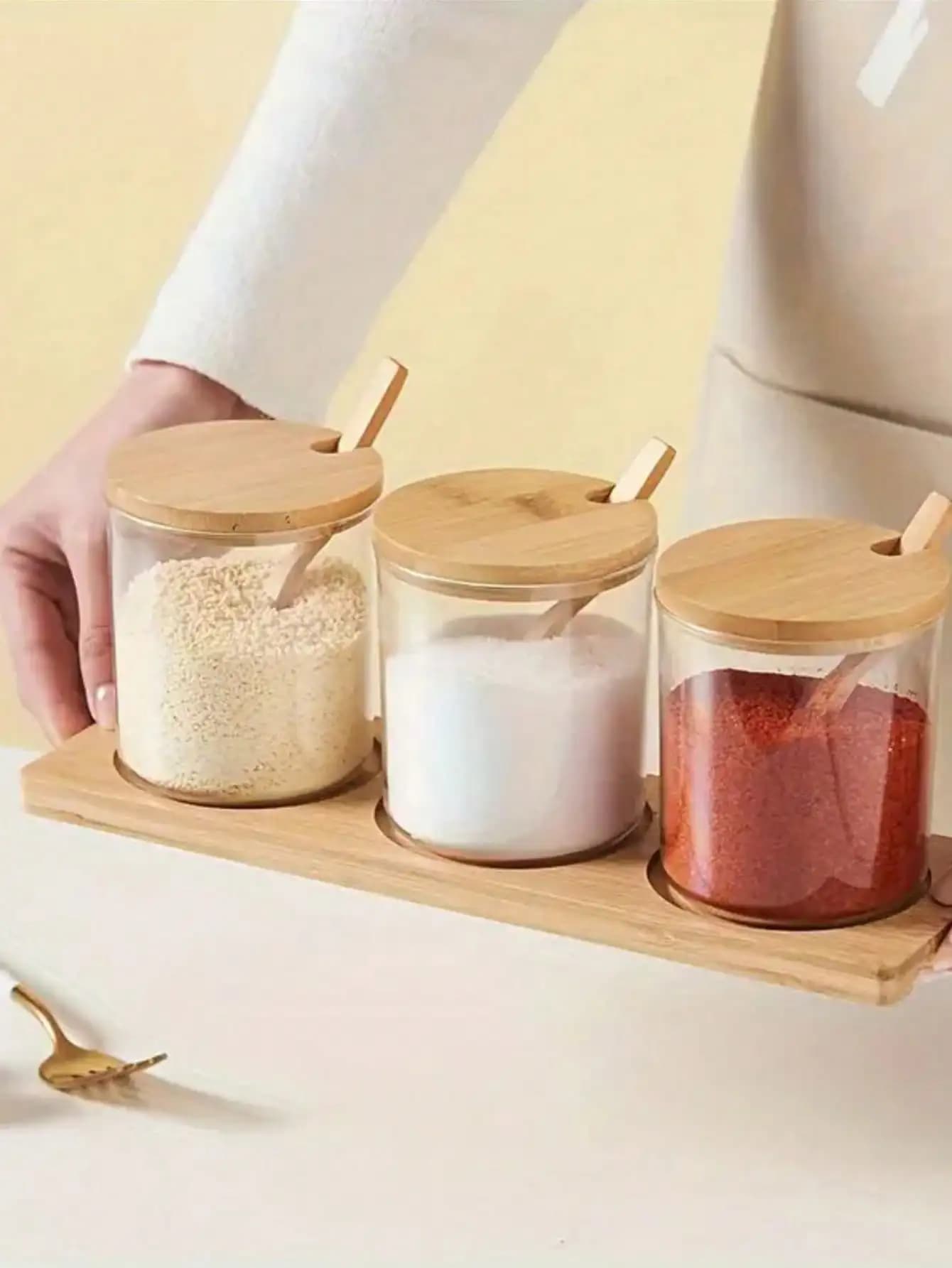 Set of 3 Bars for Plastic Mirrors Waterproof with Cover and Tray, Anti-rust Kitchen Containers