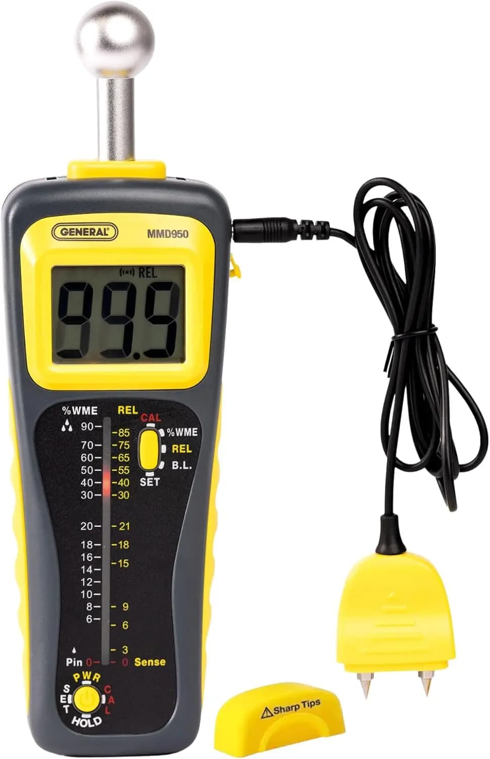 Moisture Meter with Pin & Pinless Modes, Dual Display, Deep Sensing for Wood, Drywall, Concrete