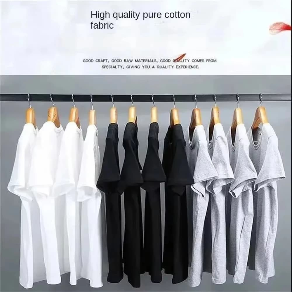 T-shirt 2026 Nuova in Cotone Puro Bianco Resistente, Spessa, con Collo Tondo e Maniche Corte, Materiale Ecologico e Confortevole