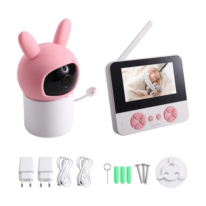 Baby Monitor con Schermo da 5 Pollici, Connessione 2.4G, Telecamera per Bambini con Avvisi di Alimentazione Programmata, Monitoraggio della Temperatura, Visione Notturna