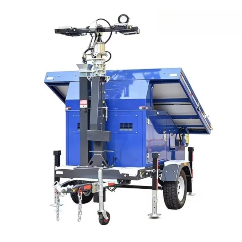 Hot Selling 4-Panel Mobile Solar CCTV Webcam PTZ Camera Tower Light Trailer 7m Mast 3-Day Runtime for Remote Security