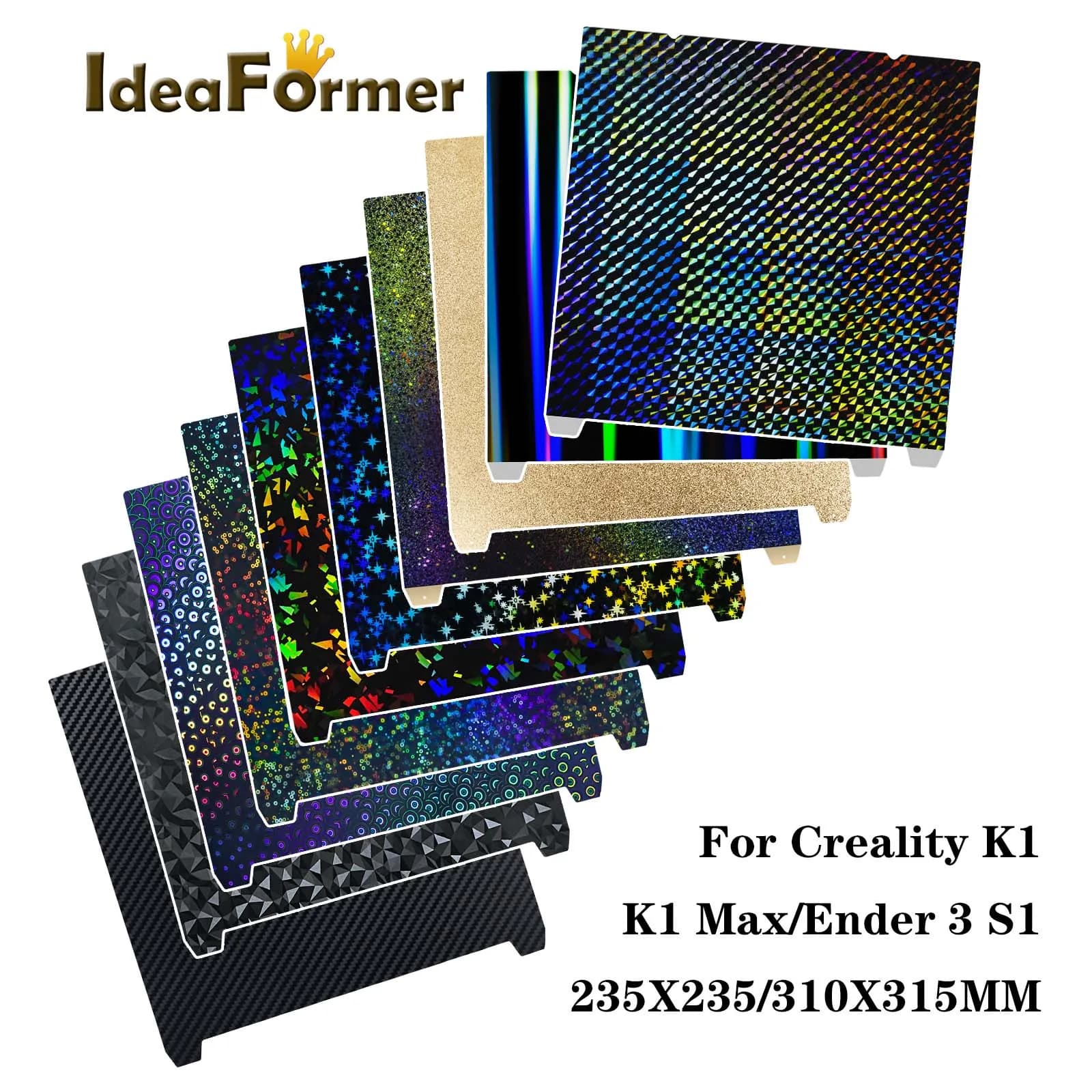 Piastra di costruzione per Creality Ender-3 S1/K1 K1 Max 235x235mm 310x315mm PEI PEO PET Stampa fronte-retro Piastra in acciaio con molla magnetica.
