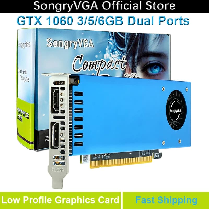 Scheda grafica SongryVGA GTX 1060 3/5/6GB a basso profilo, GDDR5 PCIe 3.0 x16 192-Bit con uscite HDMI DP per PC industriale SFF