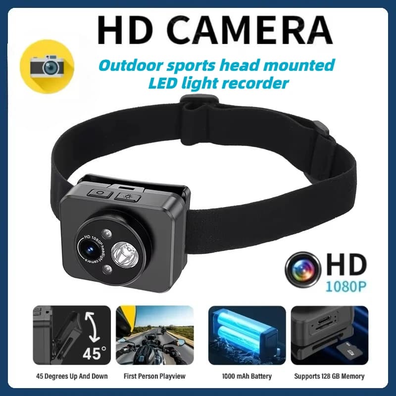 HD 1080p head mounted sports camera with 120 ° wide-angle night shooting suitable for motorcycle riding and aerial photography