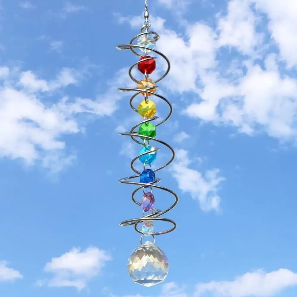 Creativo cristallo 3D ruotare Sun Catcher impiccagioni Spinner decorativo Gazing Ball colorato spirale coda vento Spinner ragazze