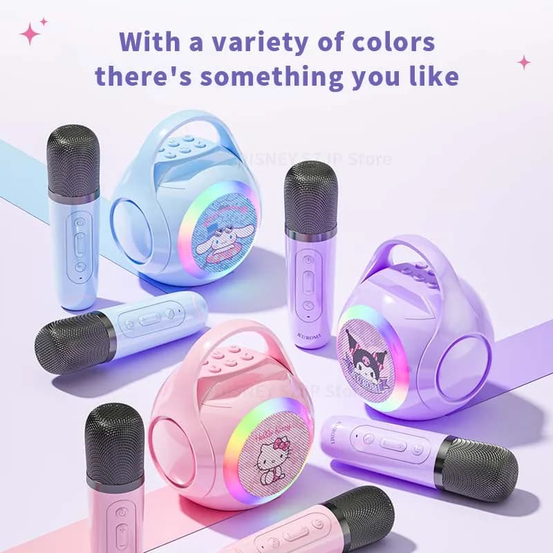 Altoparlanti Bluetooth Sanrio ML02 Macchina per karaoke Altoparlanti portatili Bluetooth con microfono Luce a LED Macchina Casa Famiglia Canto Regalo