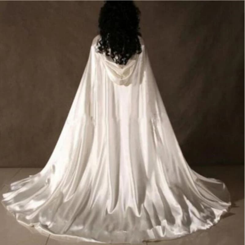 Mantella da sposa in raso bianco avorio da donna Bolero Fashion Wraps mantella da sposa con cappuccio giacche cappotto caped ress