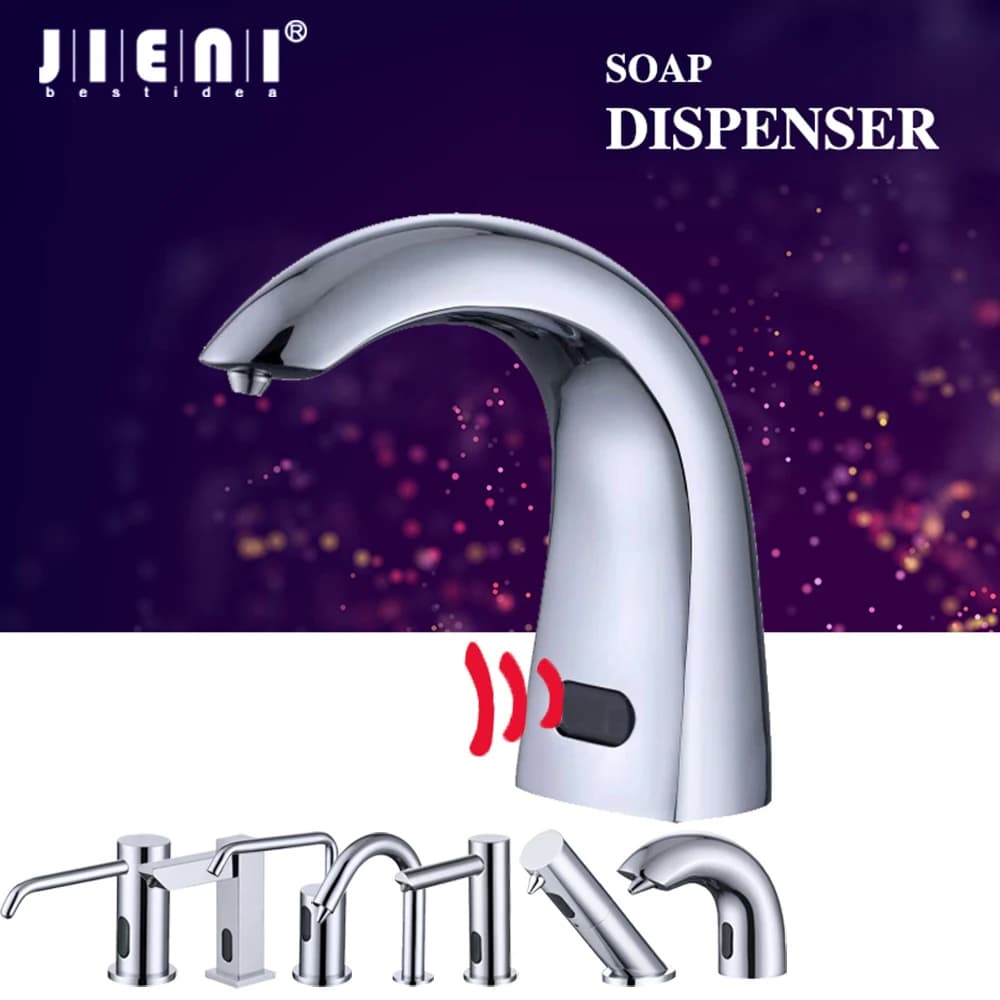 JIENI Automatico Dispenser di Sapone Sensore Automatico Touch-Free Distributore di Liquido Placca Disinfettare Dispenser per Cucina Bagno
