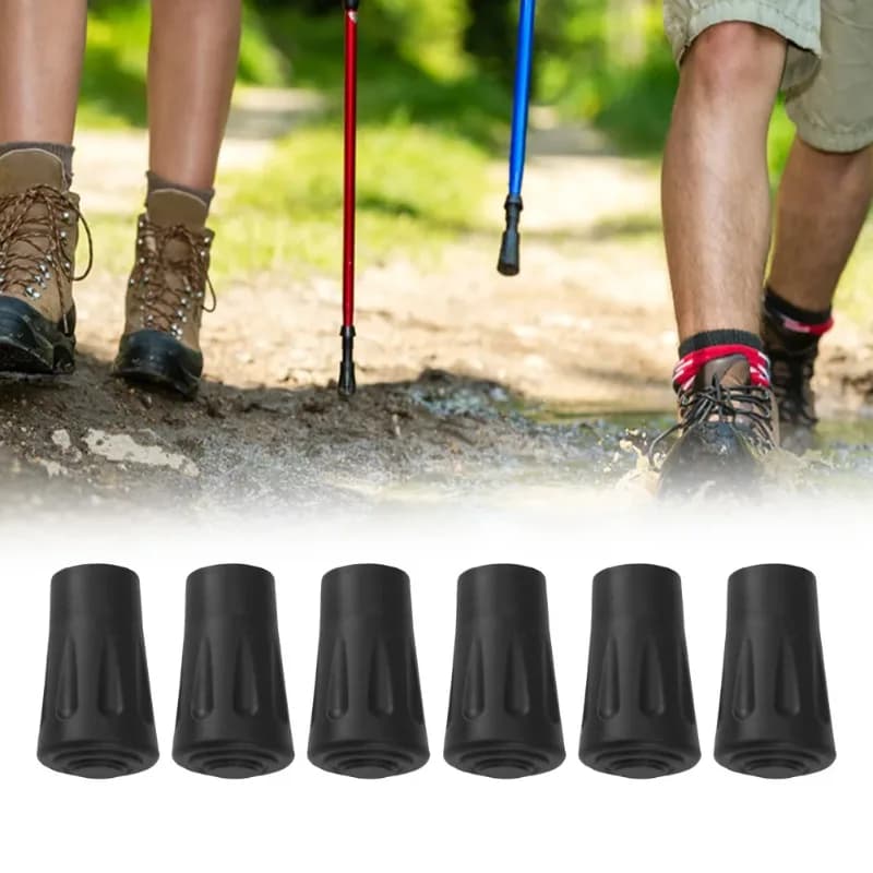 Trekking Pole Tips Anti Slip Rubber Protective Caps Shock Absorbing Walking Stick Tips Outdoor Hiking Climbing Accessories