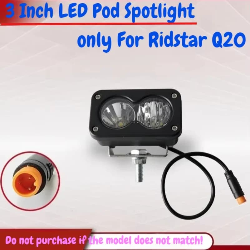 3Inch LED Pod Spotlight For Ridstar Q20 Motorcycle Pickup Offroad Headlight Flood Spot Waterproof Plug N Play White Yellow Light