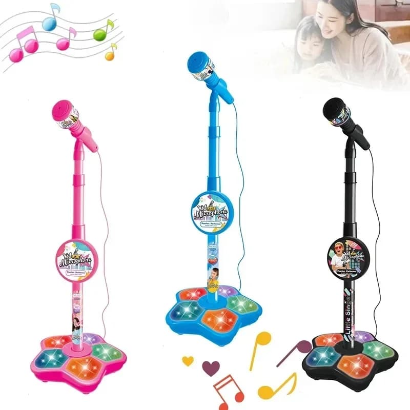 Kids Microphone Stand Toy Portable Children's Karaoke Electronic Durable Party Karaoke Microphone Stand Machine Birthday Gifts