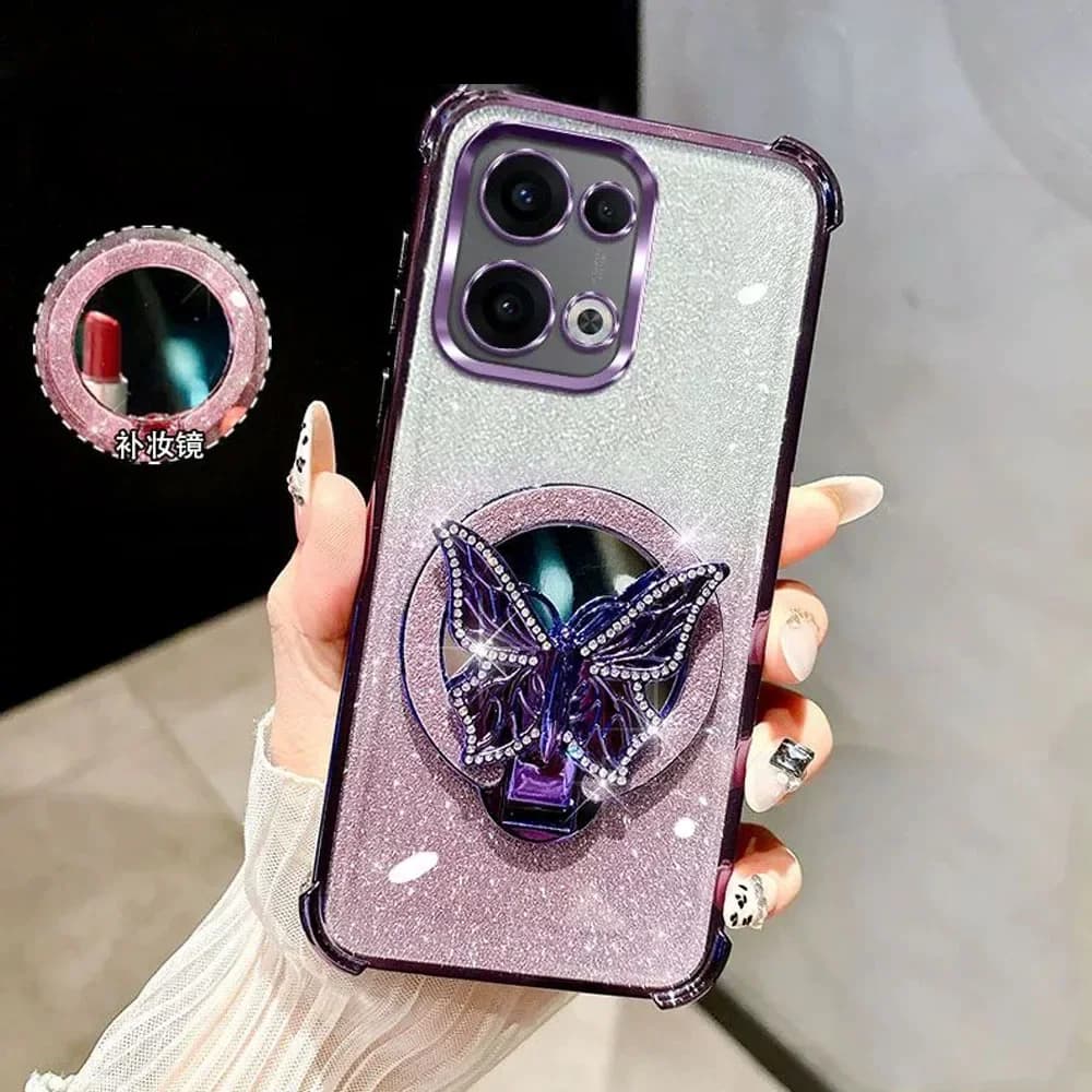 Custodia con staffa a farfalla per specchio per Samsung Galaxy A17 A07 A56 A36 A26 A16 A06 S25 S24 Ultra S23 FE Plus Cover antiurto