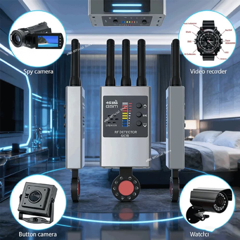 Rilevatore di Segnali RF Anti-Spia, Rilevatore di Telecamere Nascoste, Localizzatore GPS, Scanner per Lenti, Dispositivo di Protezione della Privacy e Sicurezza