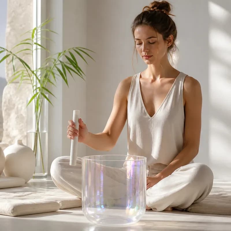 STAR LIN KUP 6 Inch Natural Clear Quartz Crystal Singing Bowl Cosmic Light Alchemy Sound Healing Meditation Chakra Balance