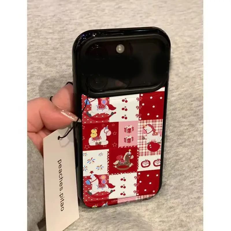 Custodia Protettiva per Telefono in Pelle con Fiocco a Stella Rossa e Pois, Stile INS Creativo, per iPhone 17 Air 16 15 14 13 12 11 Pro Max Y2k