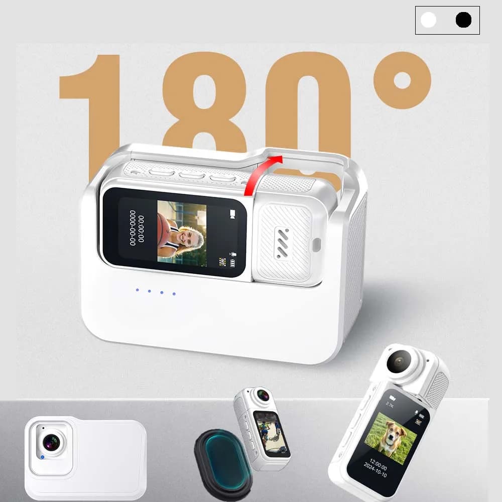 Mini 2.7K Thumb Action Camera 1080P Pocket Sport Cam with 1,47 inch charging case 180 ° WiFi magnetic tape